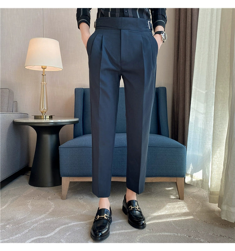 High Waist Men Suit Pants