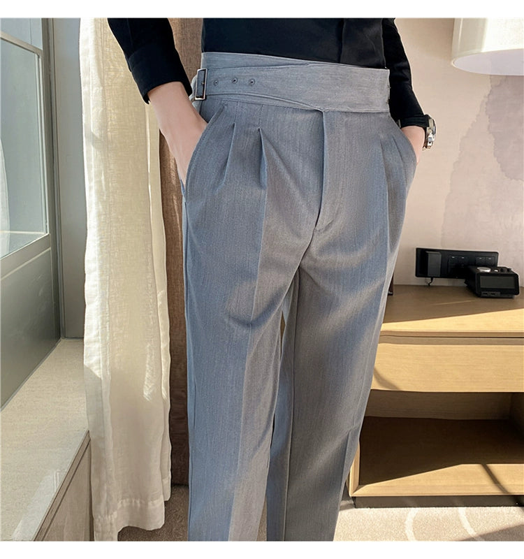 High Waist Men Suit Pants