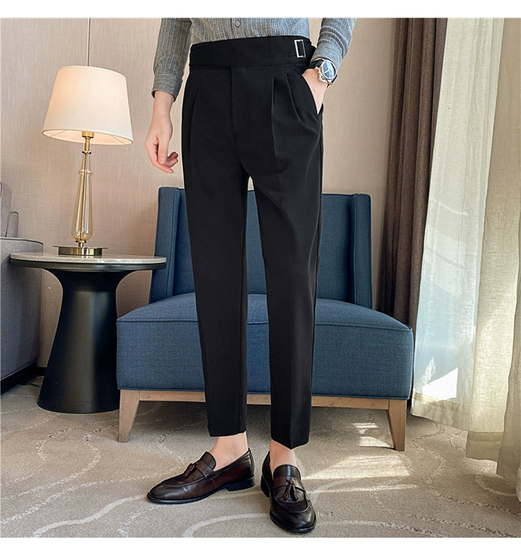 High Waist Men Suit Pants