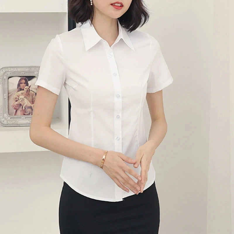 Woman's  Short Sleeve Blouse V-neck