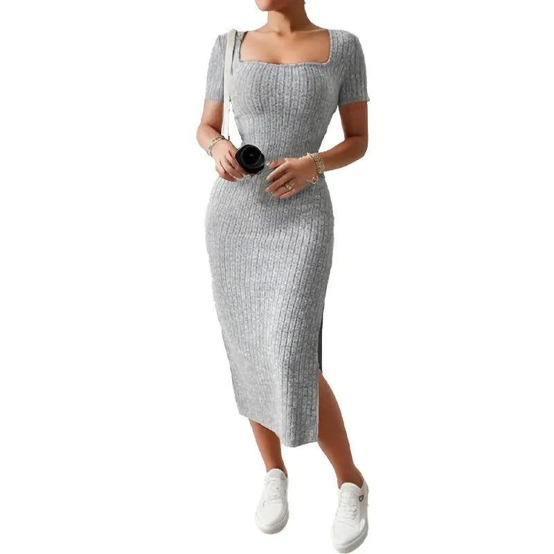 Women Knitted Slit Dress