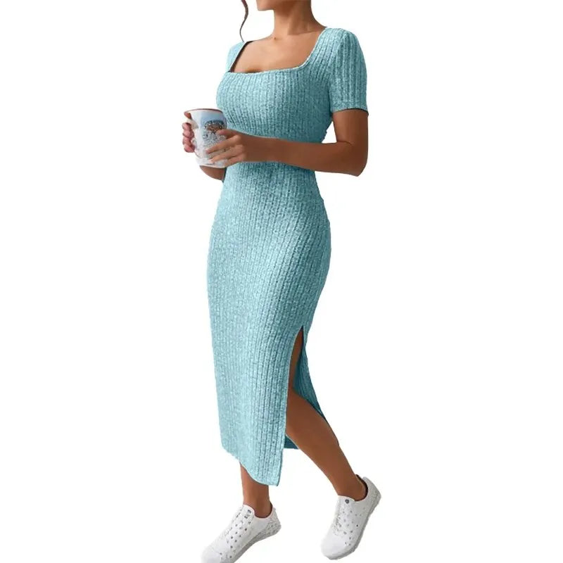 Women Knitted Slit Dress