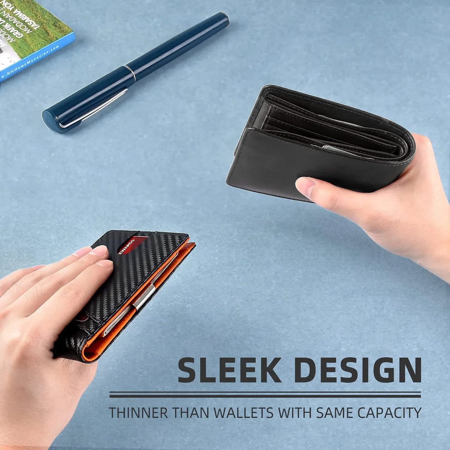 Rfid Protection Carbon Fiber Leather Men Wallet