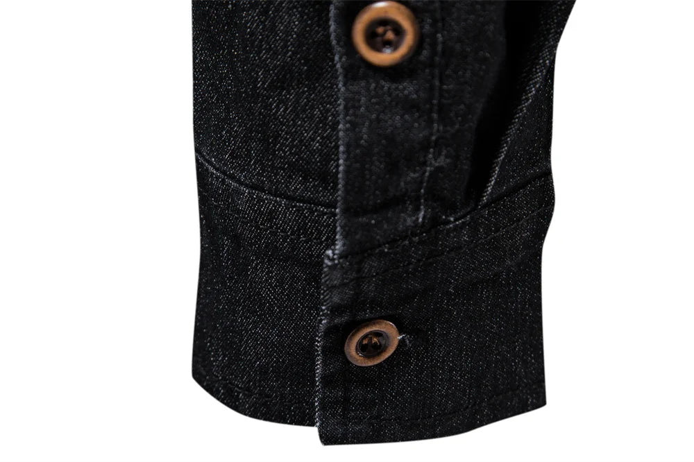 Men's Elastic Denim Long Sleeve Shirt