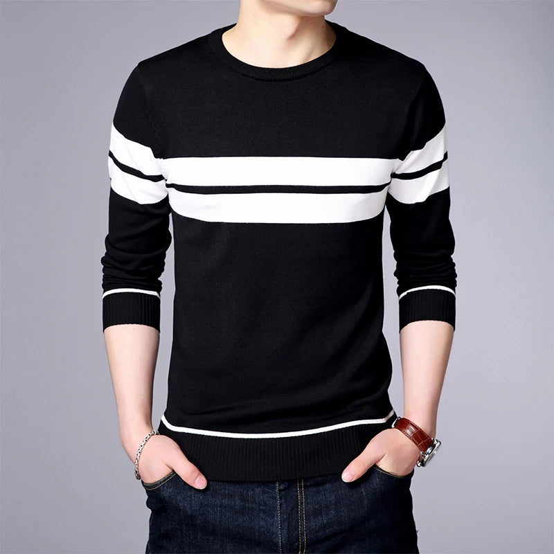 Men's Knit Spring and Autumn Long Sleeved Pullover