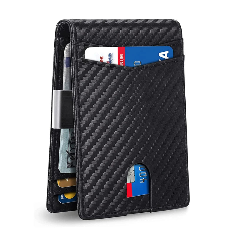 Rfid Protection Carbon Fiber Leather Men Wallet