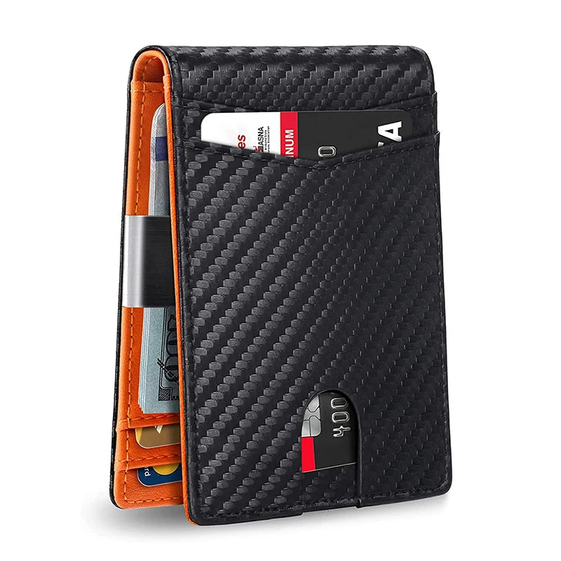 Rfid Protection Carbon Fiber Leather Men Wallet