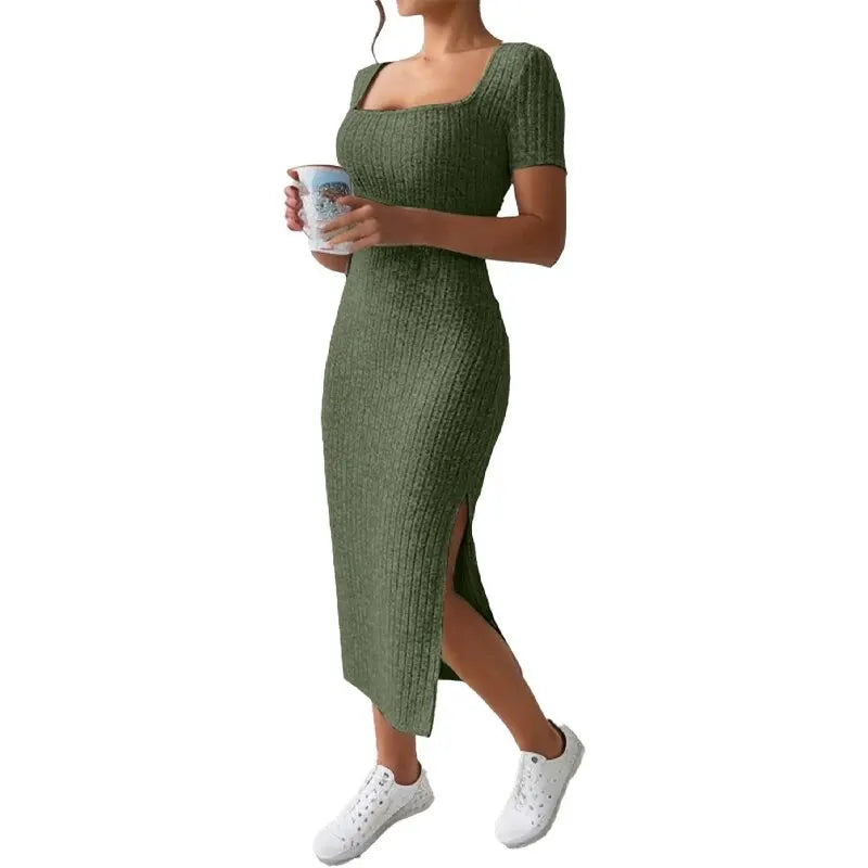 Women Knitted Slit Dress