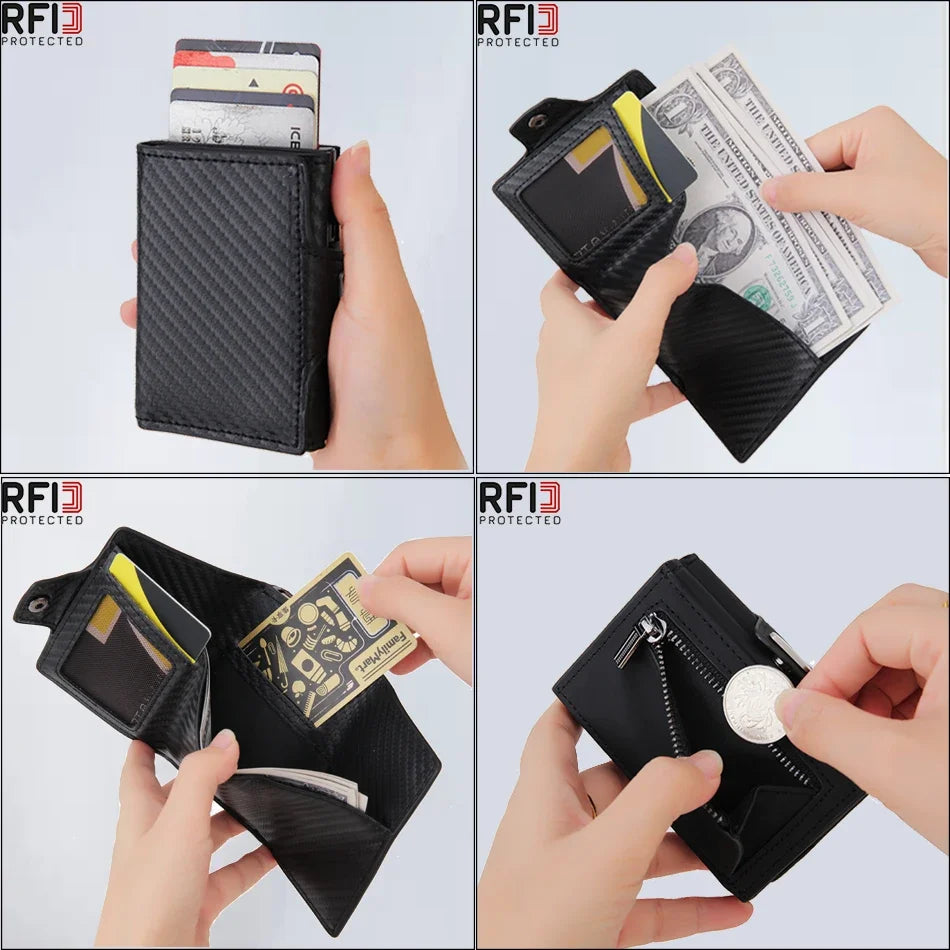 Rfid Carbon Fiber Card Holder Men Wallet